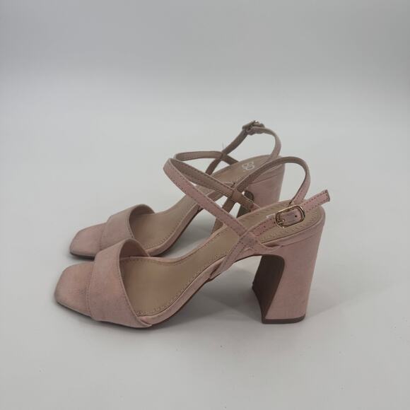 BP Larissa Womens Block Heels Faux Leather Suede Pink Ankle Strap Heel Sandals 6 - Picture 4 of 9